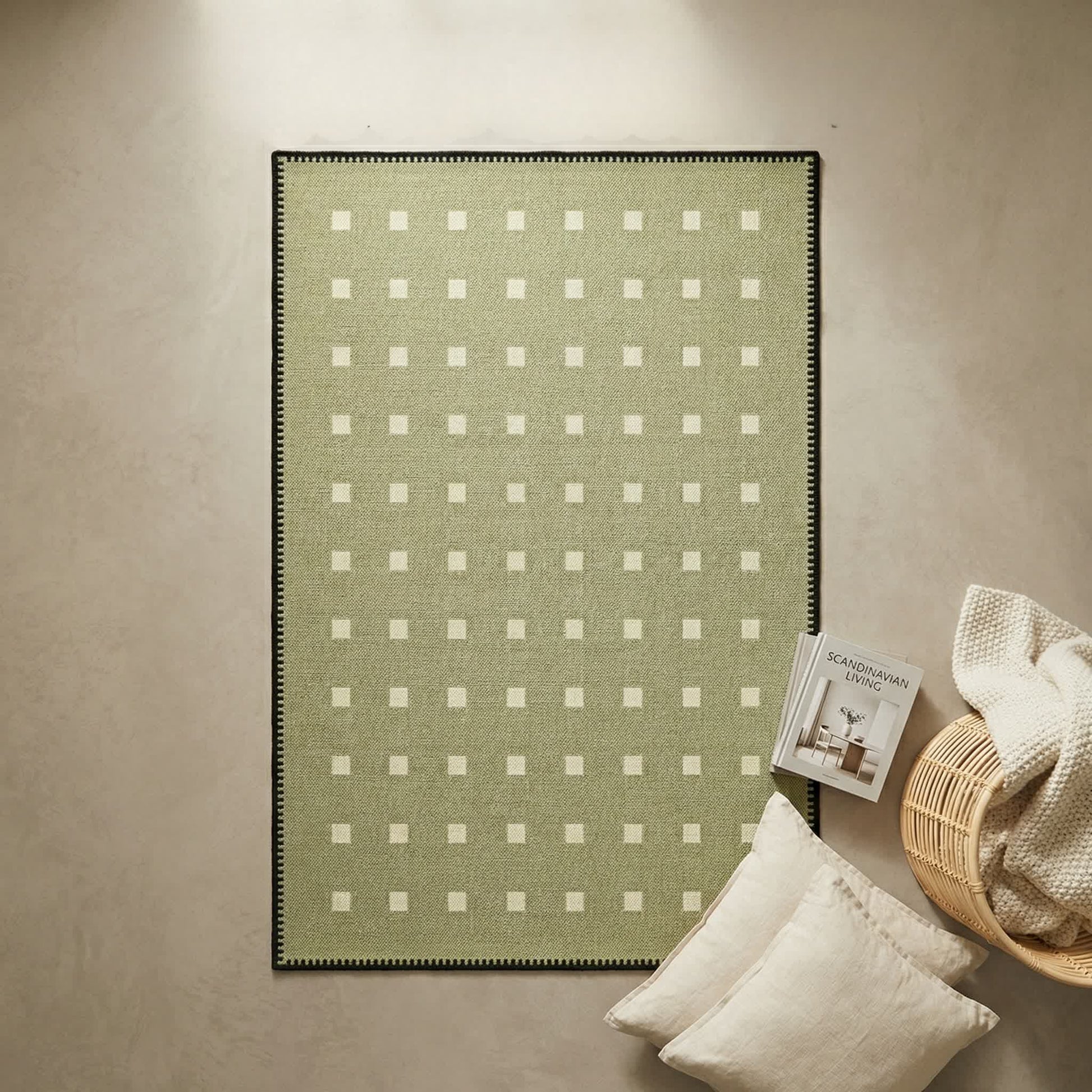 Tapis vert à motifs à carreaux - image 1