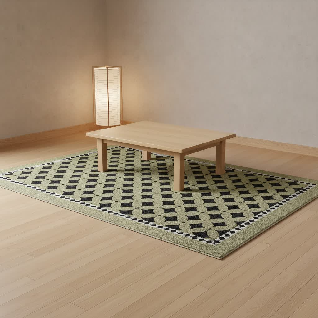 tapis vert géométrique à losanges - image 2