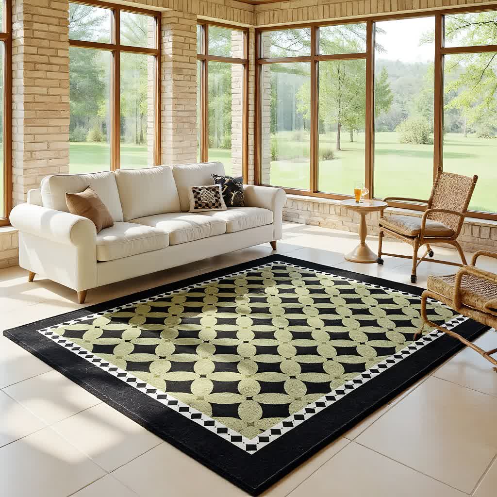 tapis vert géométrique à losanges - image 5