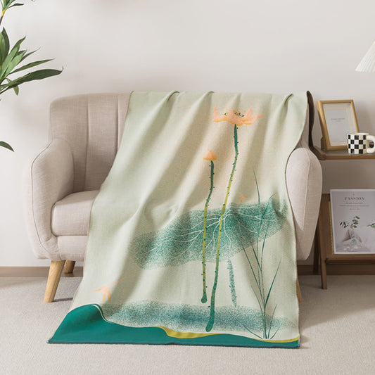 Serviette de bain traditionnelle en gaze de coton à motif de fleur de lotus - 90 cm x 180 cm - image 0
