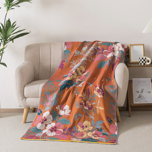 Serviette de bain en gaze de coton à motif de fleurs de pêcher - 90 cm x 180 cm - image 0