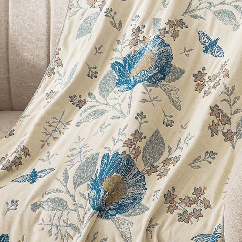 Serviette de bain en gaze de pur coton à motifs floraux et papillons - image 3