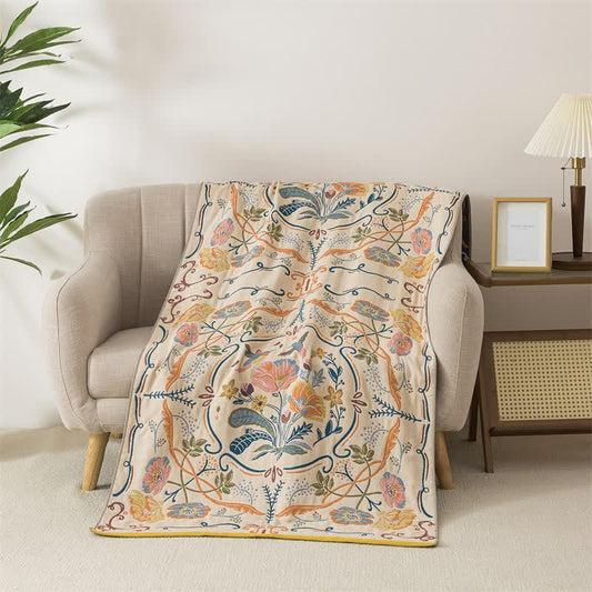 Serviette de bain en gaze de coton à motif maison de campagne - 90 cm x 180 cm - image 0