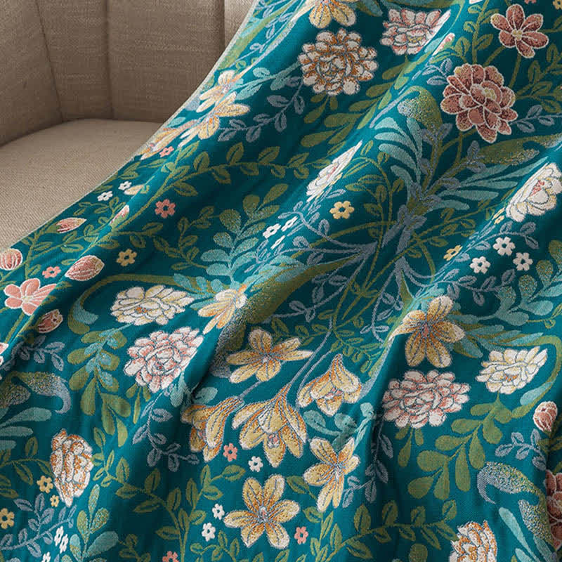 Serviette de bain en gaze de coton à motif botanique de fleurs et de feuilles - image 3