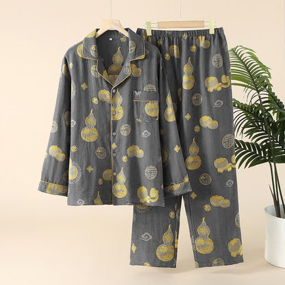 Ensemble de vêtements de détente en coton Persimmon de Auspicious Gourd - Hommes : Gris - XXL - image 4