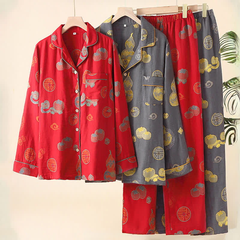 Ensemble de vêtements de détente en coton Persimmon de Auspicious Gourd - image 0