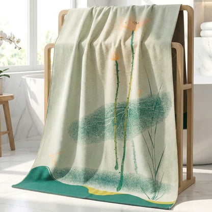 Serviette de bain traditionnelle en gaze de coton à motif de fleur de lotus - image 3
