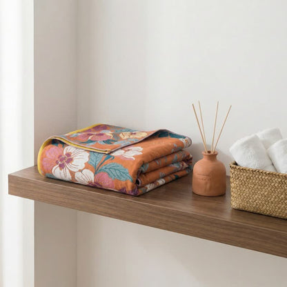 Serviette de bain en gaze de coton à motif de fleurs de pêcher - image 3