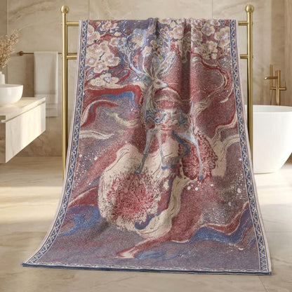 Serviette de bain onirique en gaze de coton à motif de cerfs et de fleurs - image 2