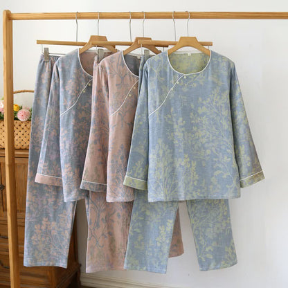 Ensemble pyjama en coton à motif floral oriental - image 0