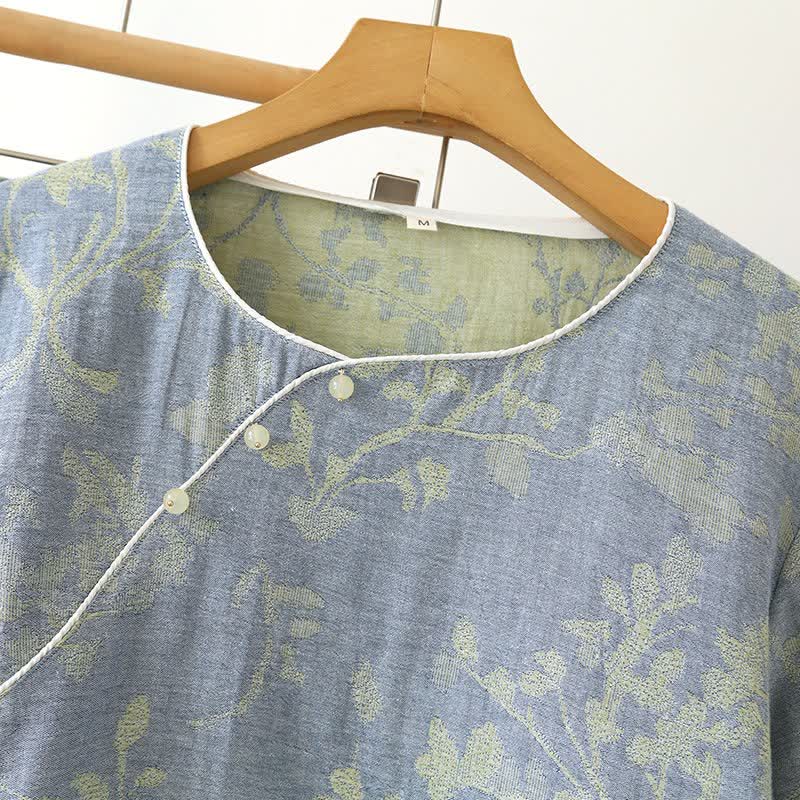 Ensemble pyjama en coton à motif floral oriental - image 3