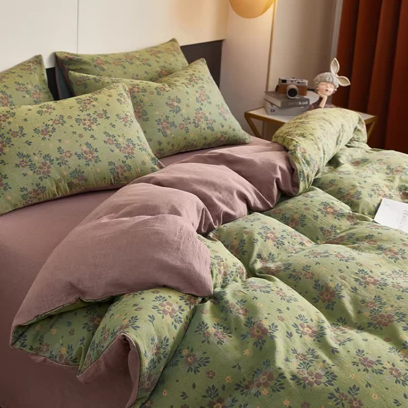 Drap de lit en double gaze de coton à petits motifs floraux - image 2