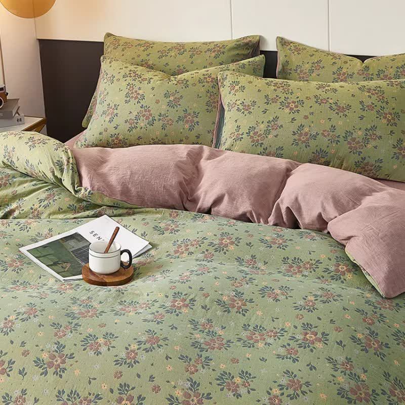Drap de lit en double gaze de coton à petits motifs floraux - image 3