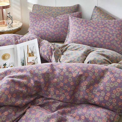 Linge de lit en double gaze de coton à motif floral champêtre délicat - image 4
