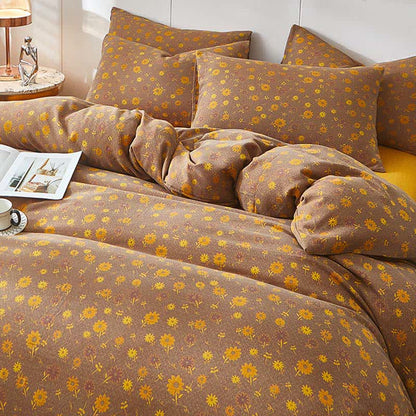 Linge de lit en double gaze de coton à motif de marguerites jaunes - image 3