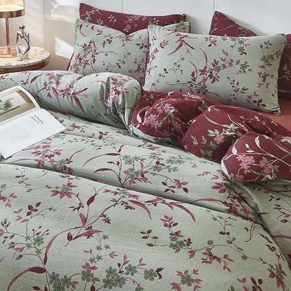 Linge de lit en double gaze de coton à motif de branches et de fleurs - image 2