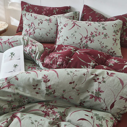 Linge de lit en double gaze de coton à motif de branches et de fleurs - image 3
