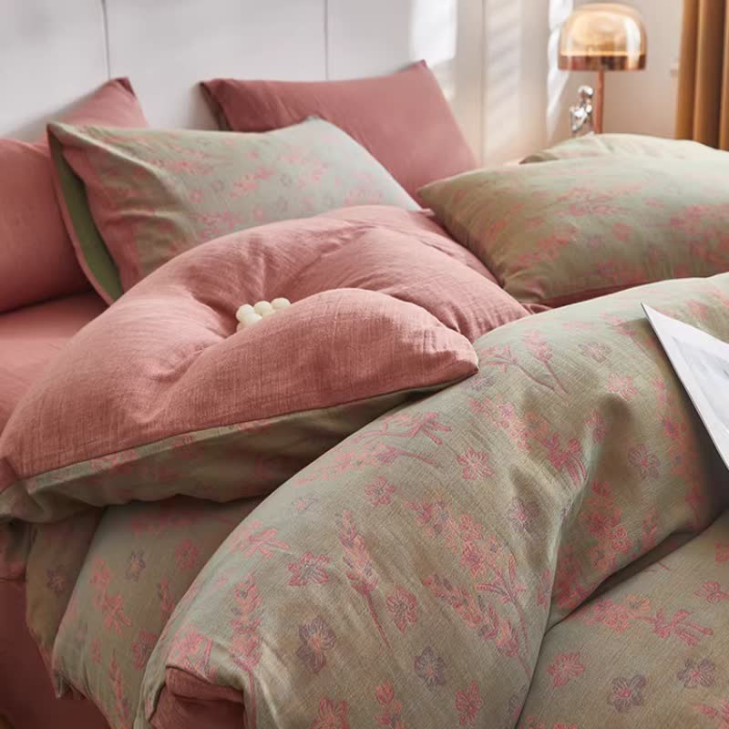 Linge de lit en gaze de coton double épaisseur à motifs floraux et lavande - image 7