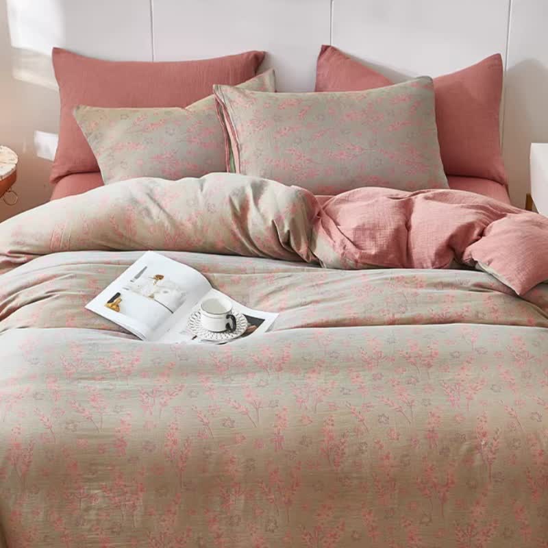 Linge de lit en gaze de coton double épaisseur à motifs floraux et lavande - image 6