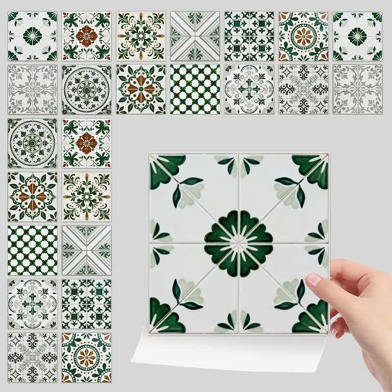 Autocollants muraux verts et blancs repositionnables (24 pièces) - image 7