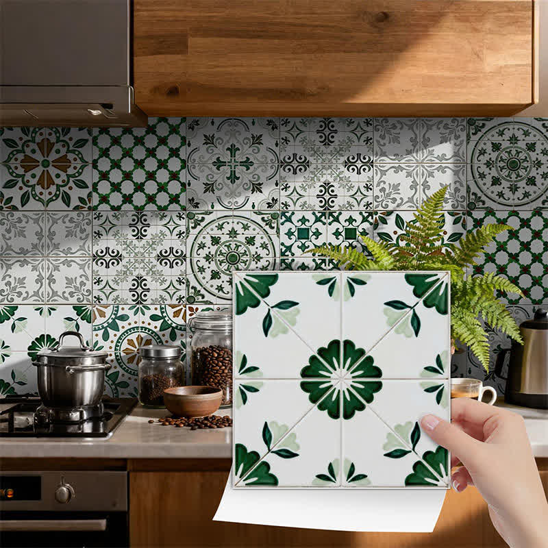 Autocollants muraux verts et blancs repositionnables (24 pièces) - image 0
