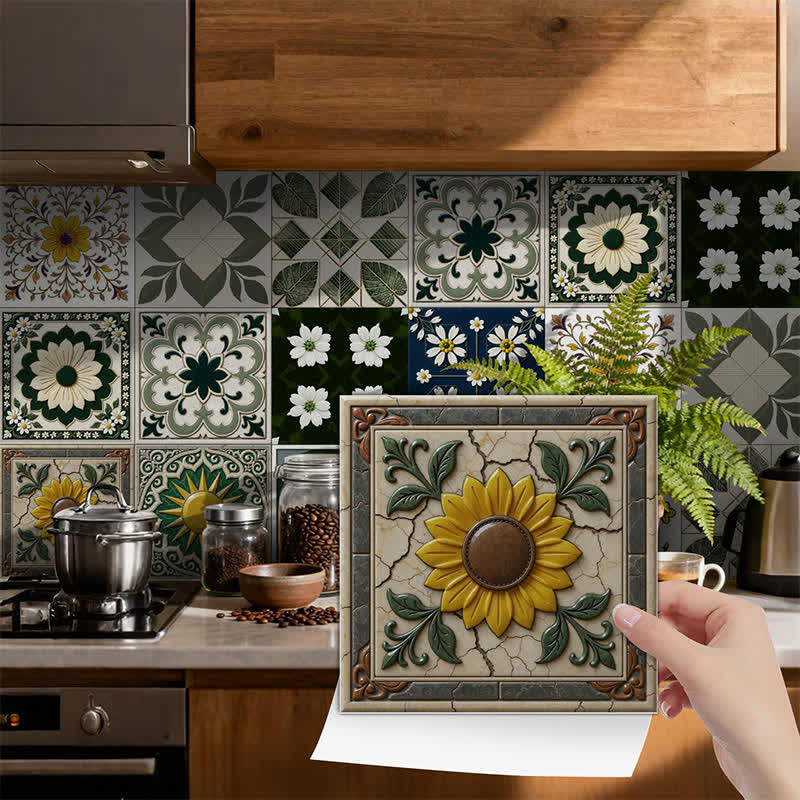 Stickers muraux soleil et fleurs à coller (24 pièces) - image 0