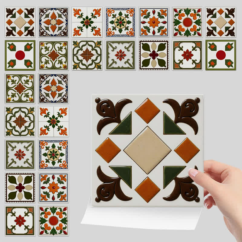 Stickers muraux adhésifs orange et vert (24 pièces) - image 7
