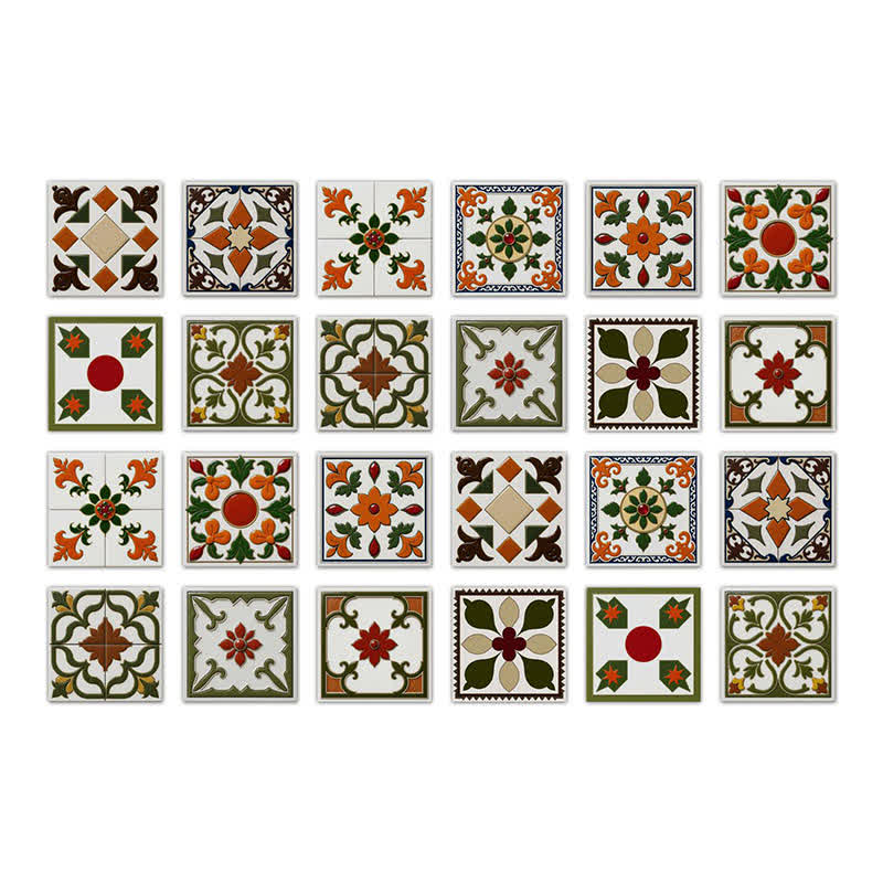 Stickers muraux adhésifs orange et vert (24 pièces) - 20 cm x 20 cm - image 8