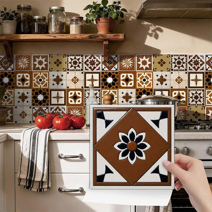 Stickers muraux géométriques marron à décoller et à coller (24 pièces) - image 0