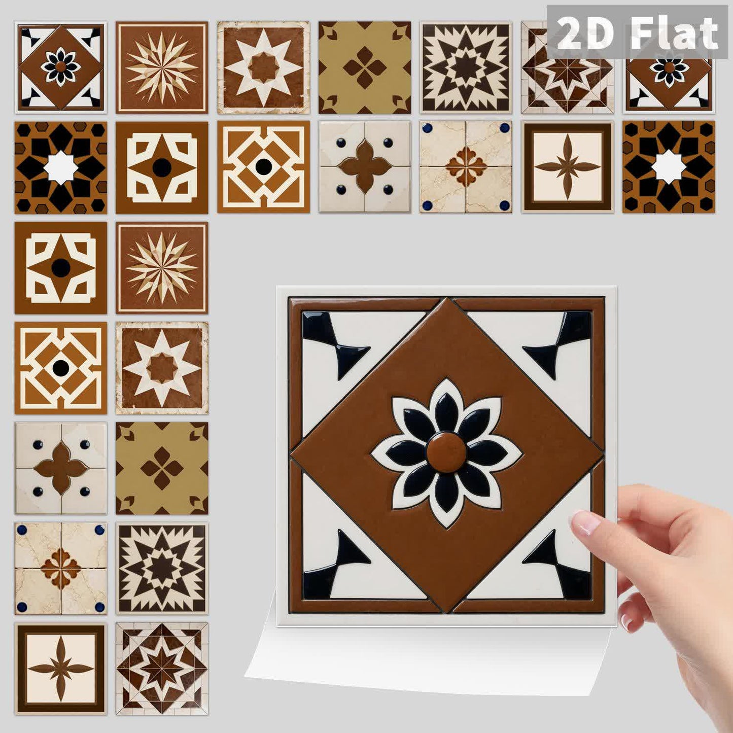 Stickers muraux géométriques marron à décoller et à coller (24 pièces) - image 7