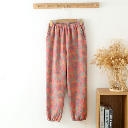 Pantalon de jogging en gaze de coton à motif floral - Rose - XXL - image 0