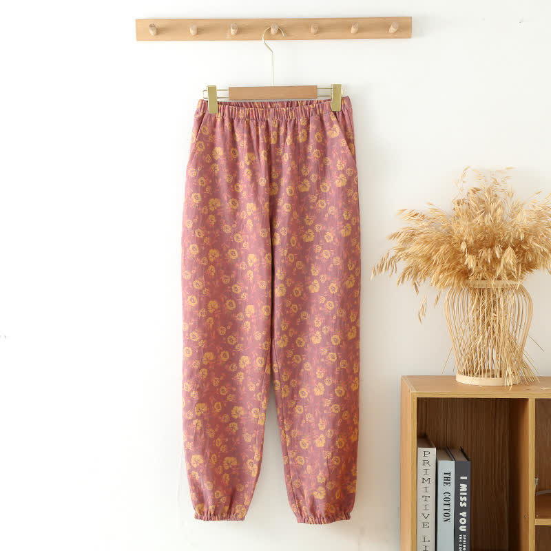 Pantalon de jogging en gaze de coton rose - Violet - XXL - image 0