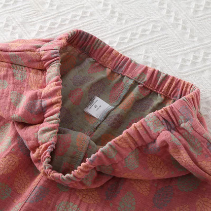 Pantalon de jogging en gaze de coton à motif de feuilles - image 1