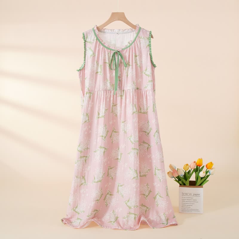 Chemise de nuit sans manches en gaze de coton respirante pour bébé - Rose - XL - image 0