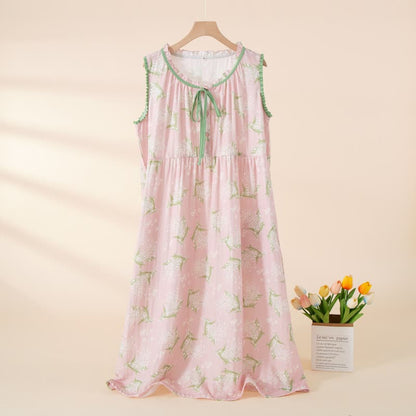 Chemise de nuit sans manches en gaze de coton respirante pour bébé - Rose - XL - image 0