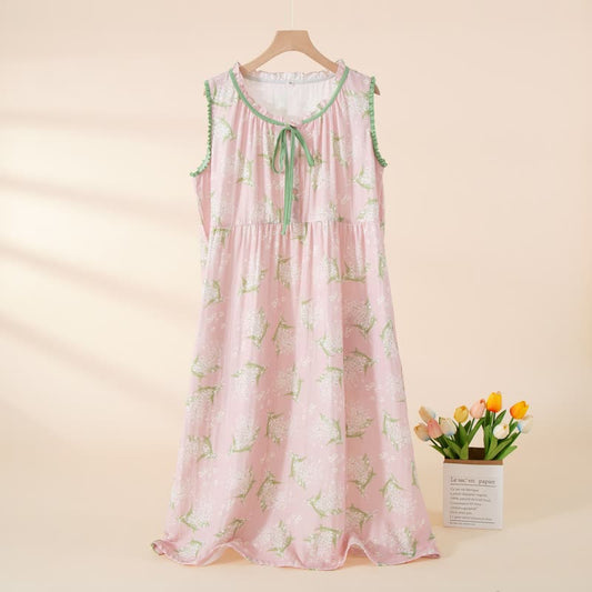 Chemise de nuit sans manches en gaze de coton respirante pour bébé - Rose - XL - image 0