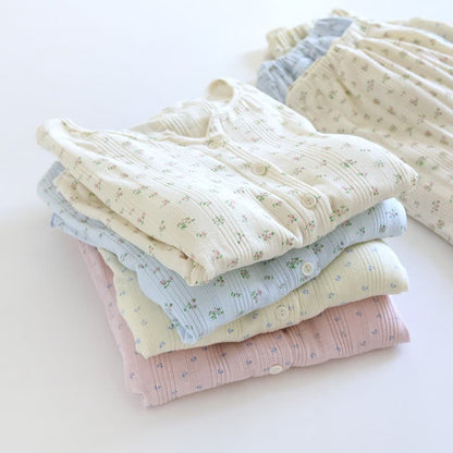 Ensemble pyjama en jacquard de coton à motif floral rustique - image 1