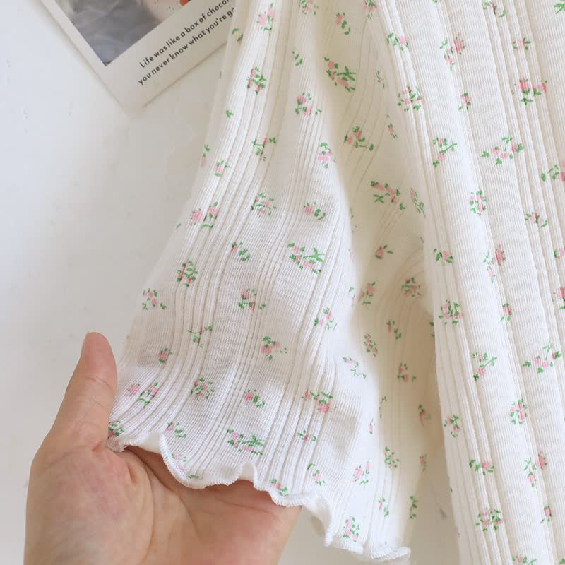 Ensemble pyjama en jacquard de coton à motif floral rustique - image 20