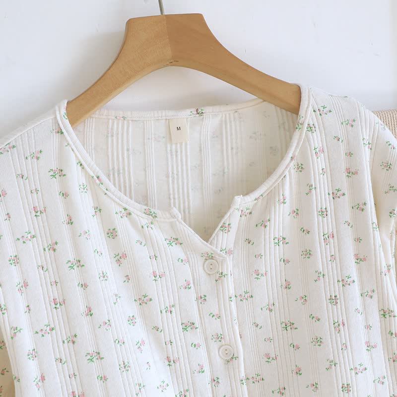 Ensemble pyjama en jacquard de coton à motif floral rustique - image 15