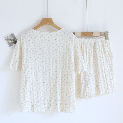 Ensemble pyjama en jacquard de coton à motif floral rustique - image 14