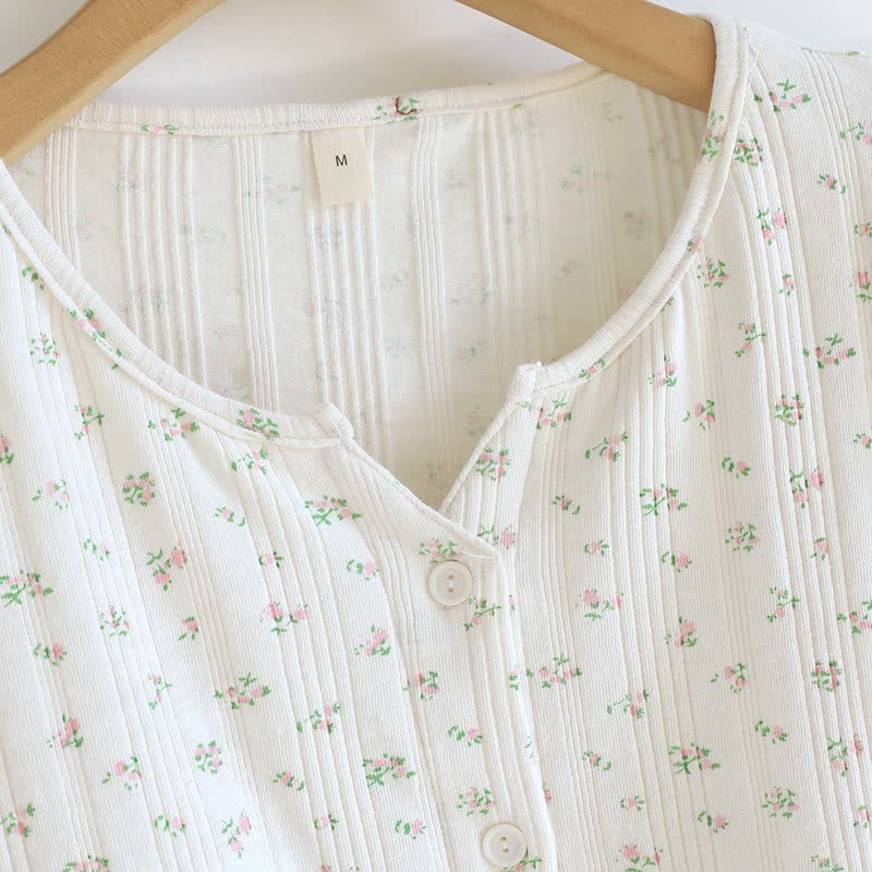 Ensemble pyjama en jacquard de coton à motif floral rustique - image 16