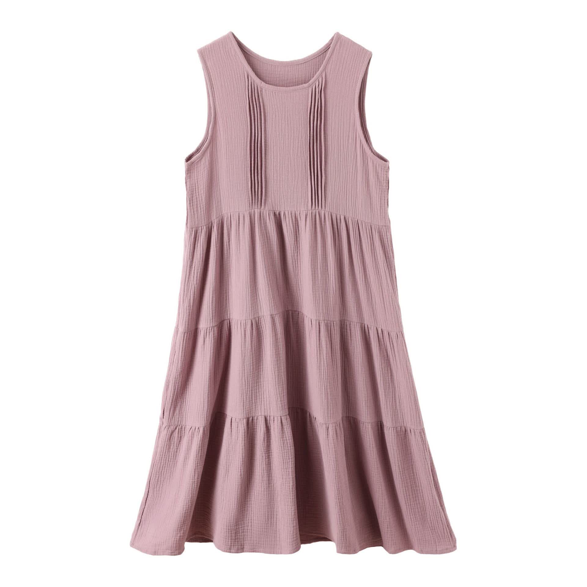 Chemise de nuit minimaliste sans manches en double gaze de coton - image 1