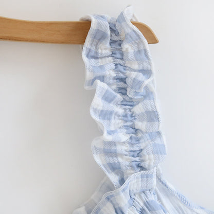 Chemise de nuit en coton à volants et à carreaux vichy - image 6