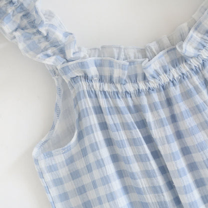 Chemise de nuit en coton à volants et à carreaux vichy - image 5