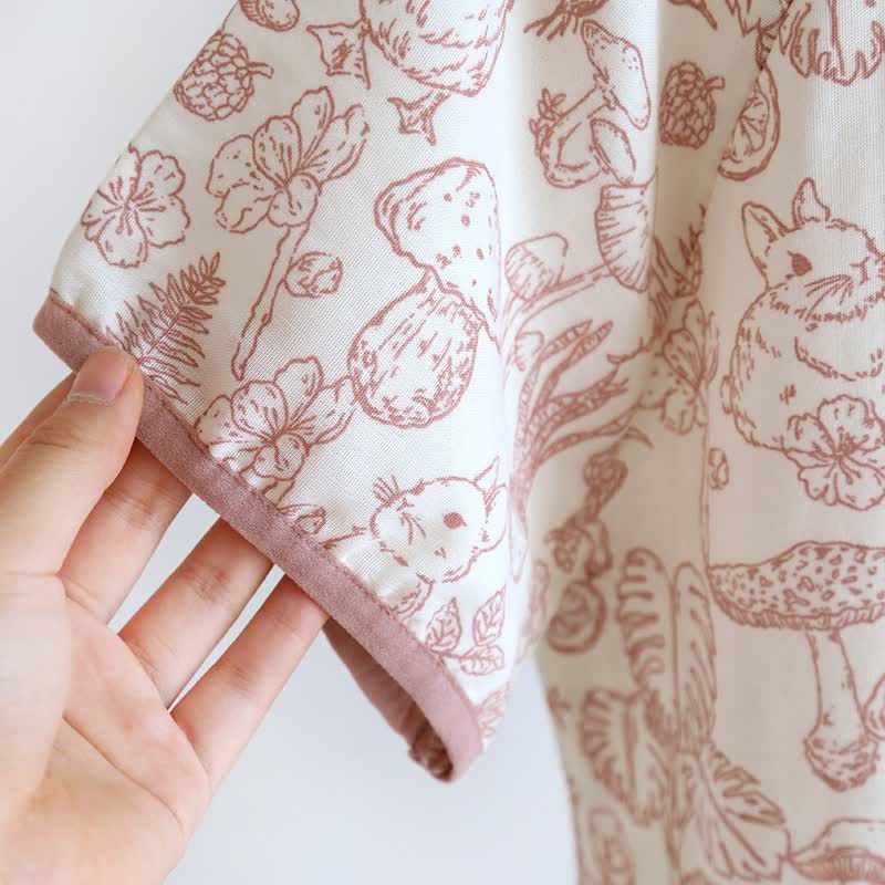 Chemise de nuit rustique en coton à motifs de champignons et de lapins - image 6