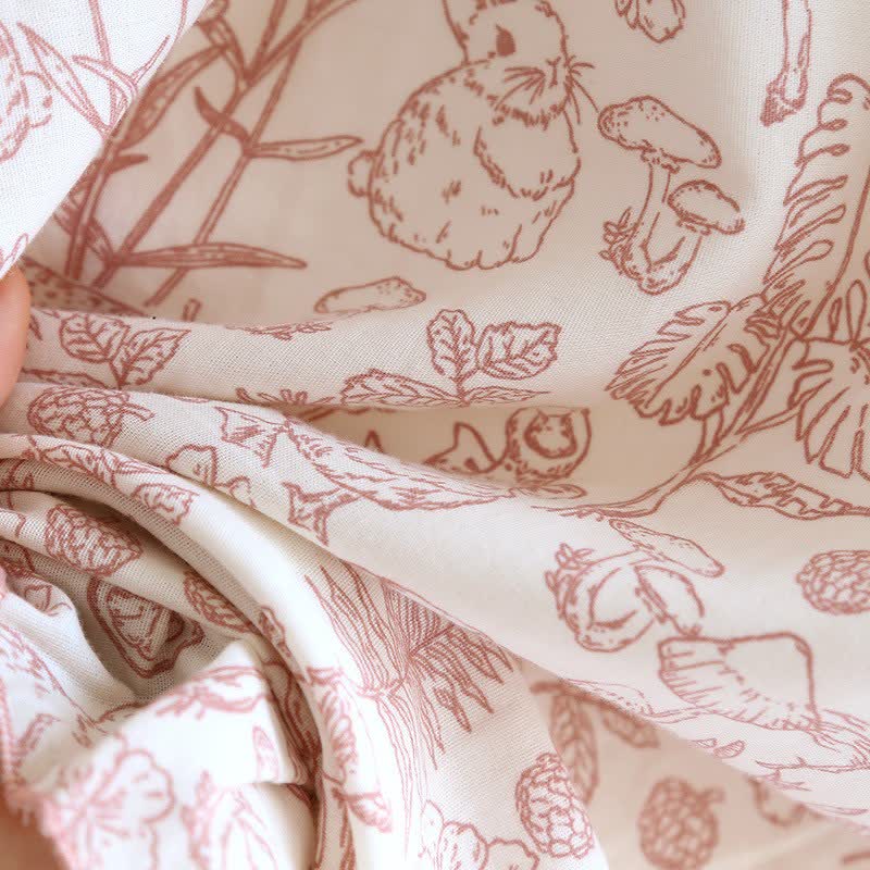 Chemise de nuit rustique en coton à motifs de champignons et de lapins - image 7