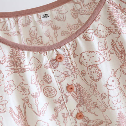 Chemise de nuit rustique en coton à motifs de champignons et de lapins - image 5