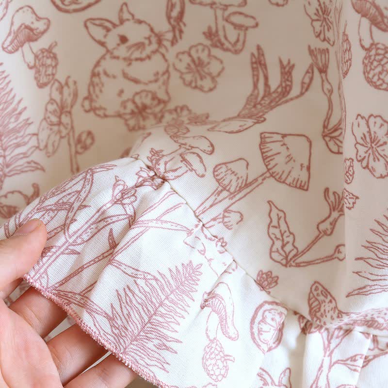 Chemise de nuit rustique en coton à motifs de champignons et de lapins - image 8