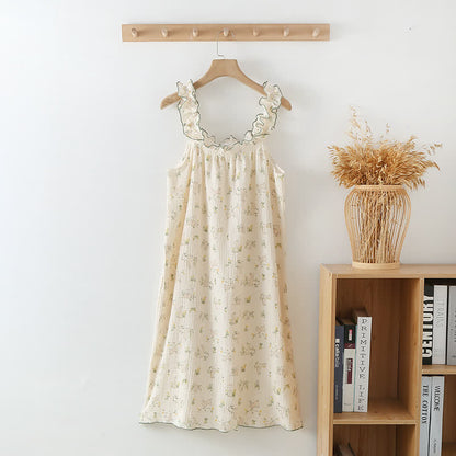 nuisette à volants en coton avec motif lapin - Beige - XL - image 0