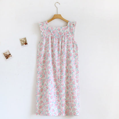 nuisette romantique en coton rose à fleurs - Rose - XL - image 0